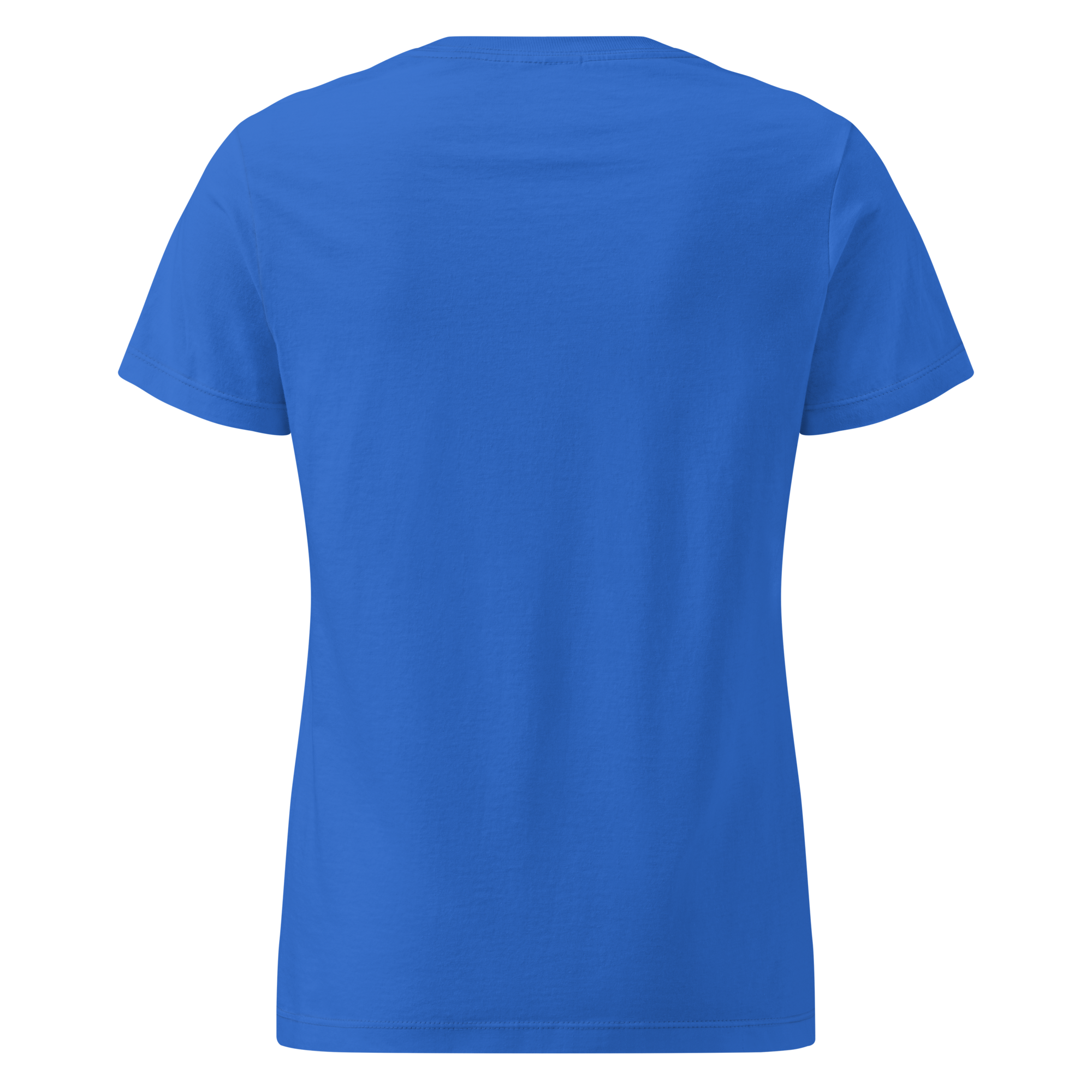 T-shirt cintré en coton bleu électrique imprimé “Sfogliatelle” de Paradis Perdus® 2 Le KRUSH workshop boutique T-shirt cintré en coton bleu électrique imprimé “Sfogliatelle” de Paradis Perdus® porté de dos