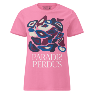 Oubliez le prêt-à-porter, passez au prêt-à-krusher ! 19 Le KRUSH workshop boutique T-shirt cintré en coton rose bonbon imprimé “Panscro” de Paradis Perdus® porté de devant