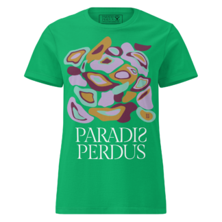 Oubliez le prêt-à-porter, passez au prêt-à-krusher ! 6 Le KRUSH workshop boutique T-shirt cintré en coton vert menthe imprimé “Panscro” de Paradis Perdus® porté de devant