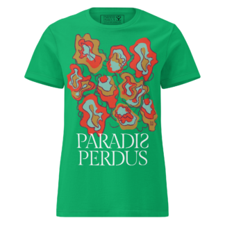 Oubliez le prêt-à-porter, passez au prêt-à-krusher ! 7 Le KRUSH workshop boutique T-shirt cintré en coton vert menthe imprimé “Sfogliatelle” de Paradis Perdus® porté de devant