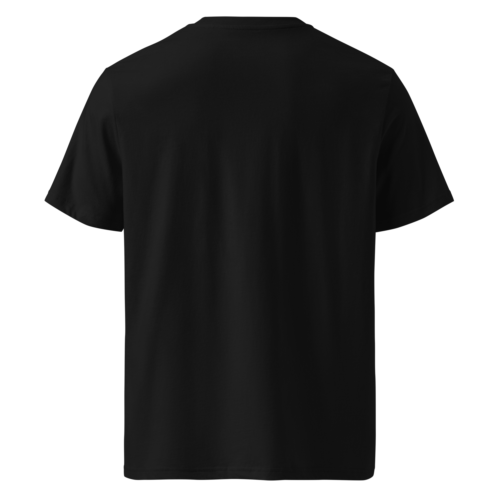 T-shirt en coton bio noir profond imprimé “Sfogliatelle” de Paradis Perdus® 2 Le KRUSH workshop boutique T-shirt en coton bio noir profond imprimé “Sfogliatelle” de Paradis Perdus® porté de dos