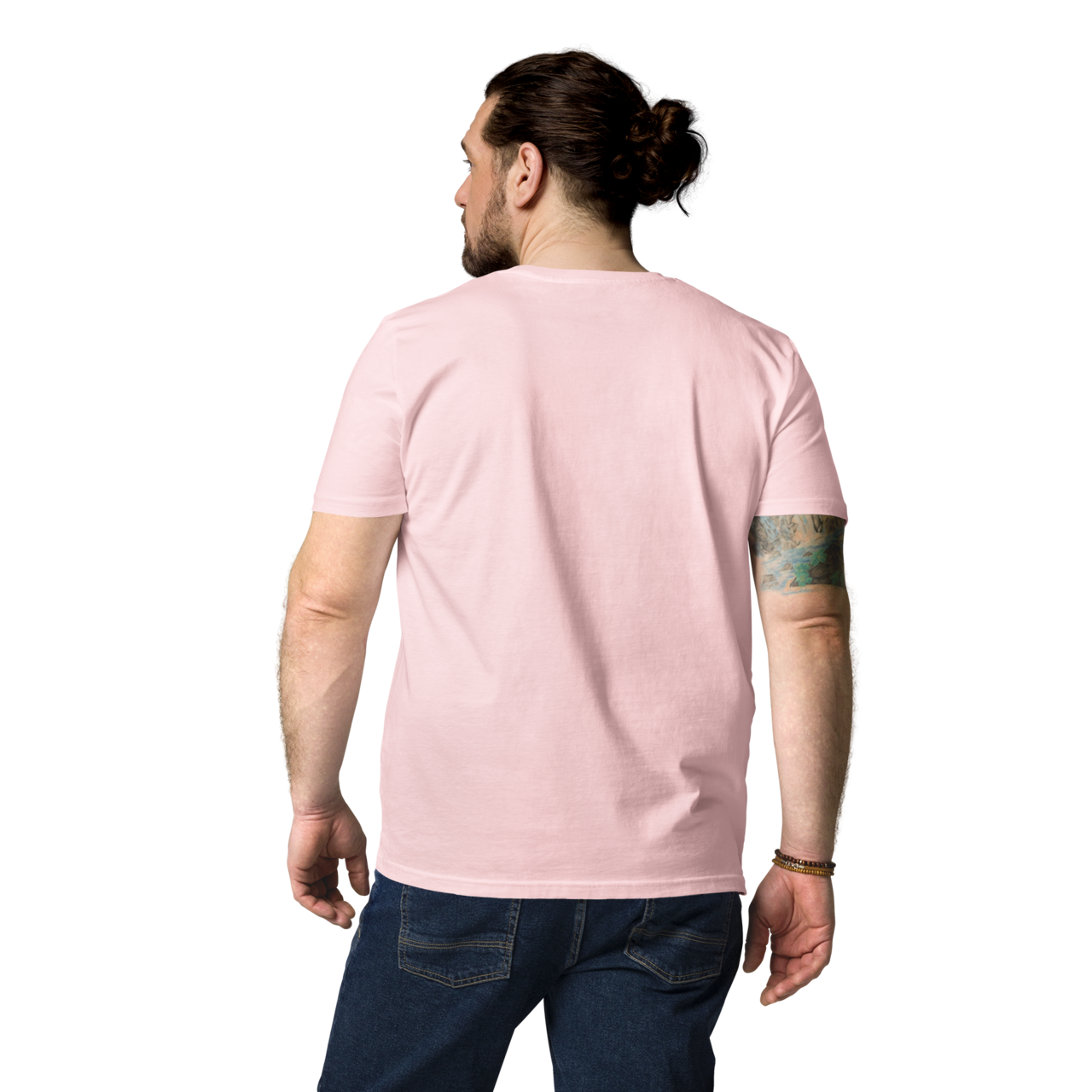 T-shirt en coton bio rose cuisse de nymphe imprimé “Panscro” de Paradis Perdus® 6 Le KRUSH workshop boutique T-shirt en coton bio rose cuisse de nymphe imprimé “Panscro” de Paradis Perdus® porté par un homme de dos