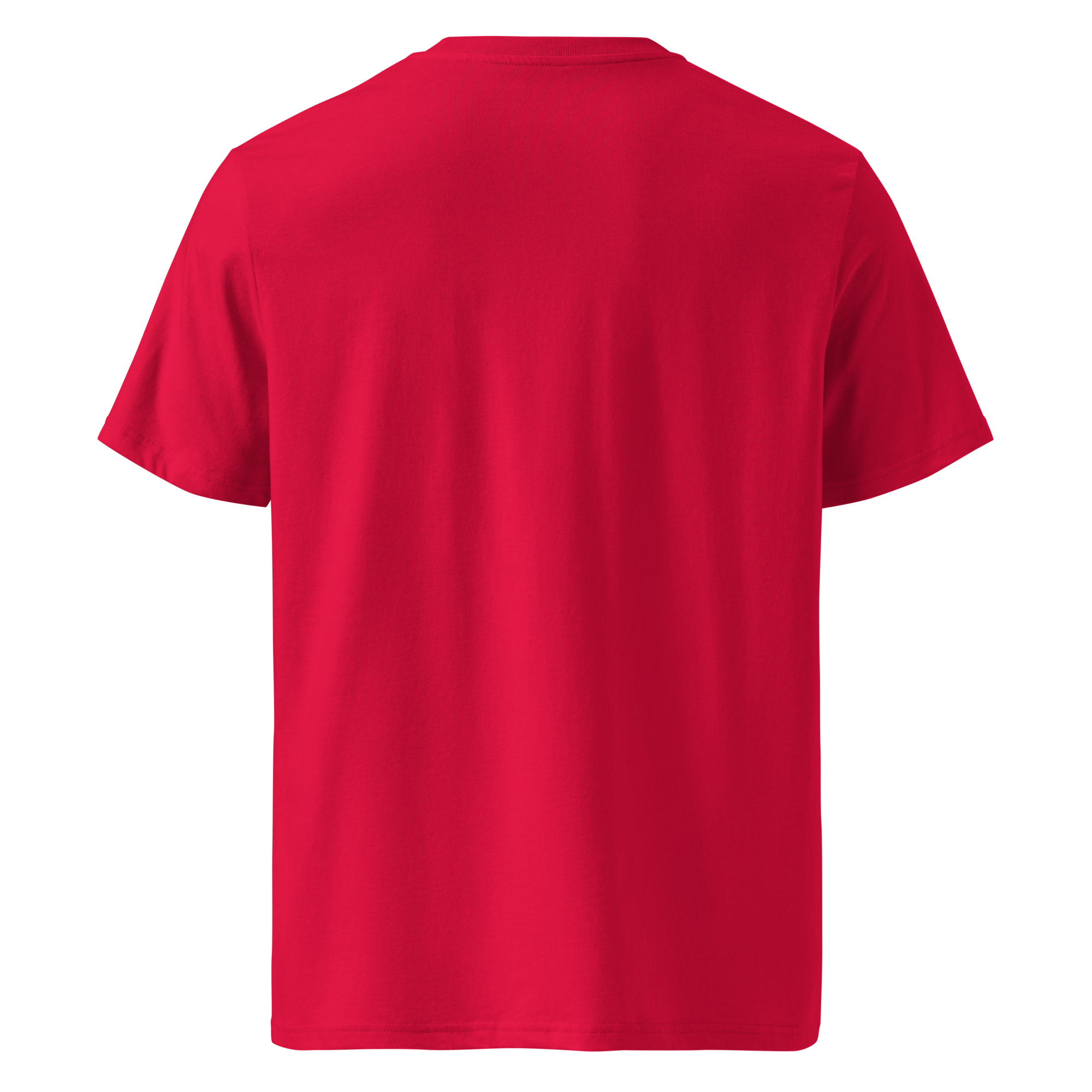 T-shirt en coton bio rouge carmin imprimé "Panscro" de Paradis Perdus® 2 Le KRUSH workshop boutique T-shirt en coton bio rouge carmin imprimé “Panscro” de Paradis Perdus® porté de dos