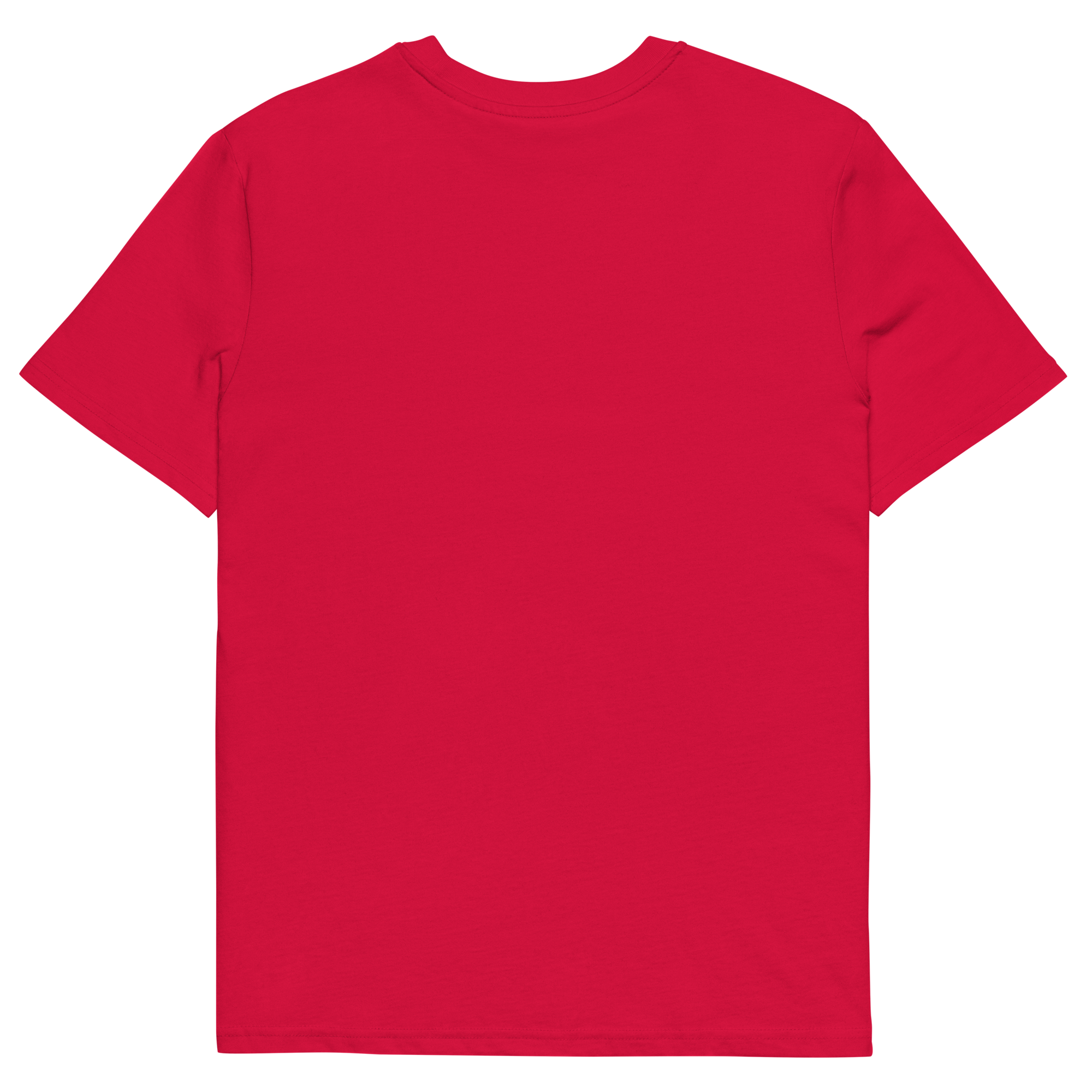T-shirt en coton bio rouge carmin imprimé “Sfogliatelle” de Paradis Perdus® 4 Le KRUSH workshop boutique T-shirt en coton bio rouge carmin imprimé “Sfogliatelle” de Paradis Perdus® posé à plat de dos