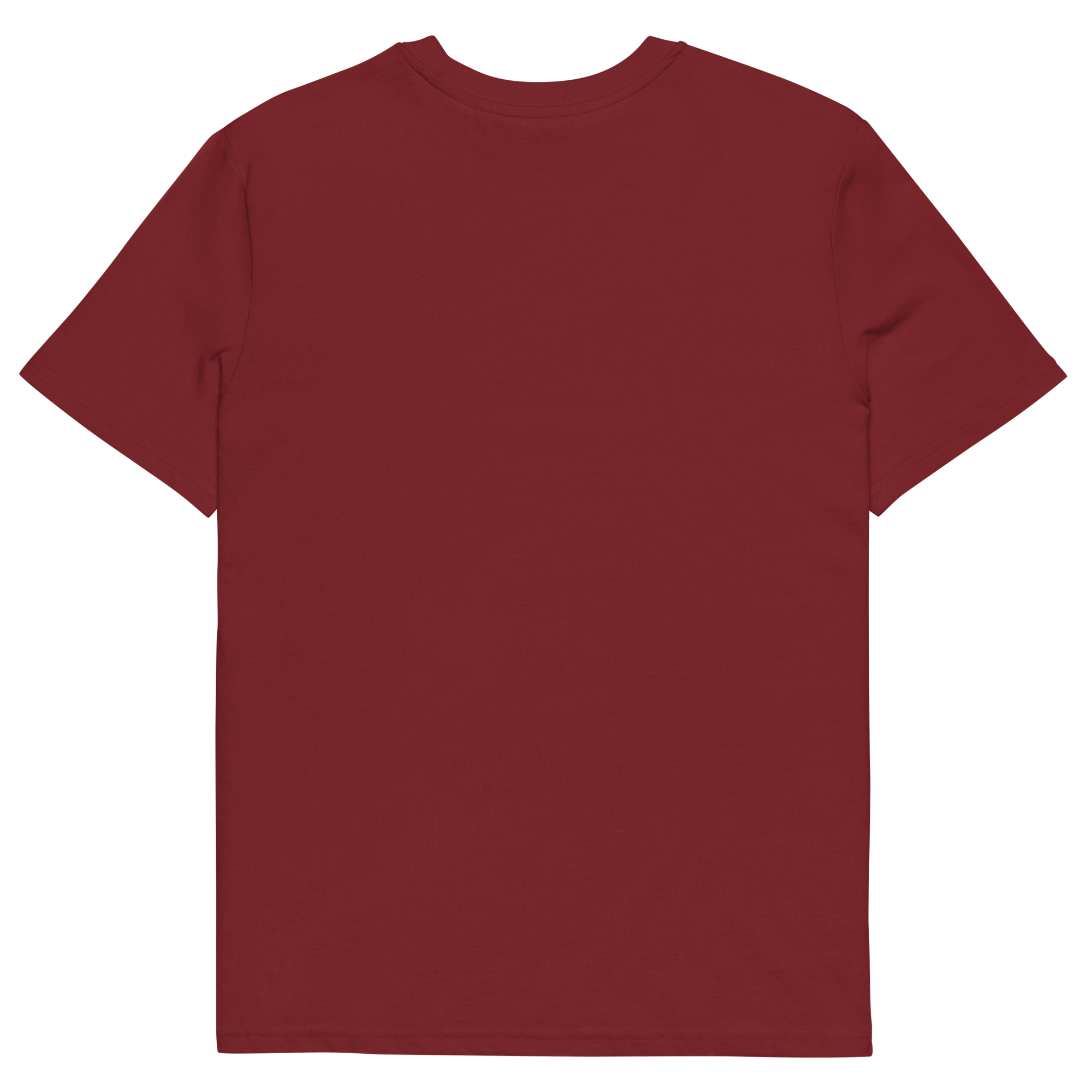 T-shirt en coton bio rouge grenat imprimé "Panscro" de Paradis Perdus® 4 Le KRUSH workshop boutique T-shirt en coton bio rouge grenat imprimé “Panscro” de Paradis Perdus® posé à plat de dos