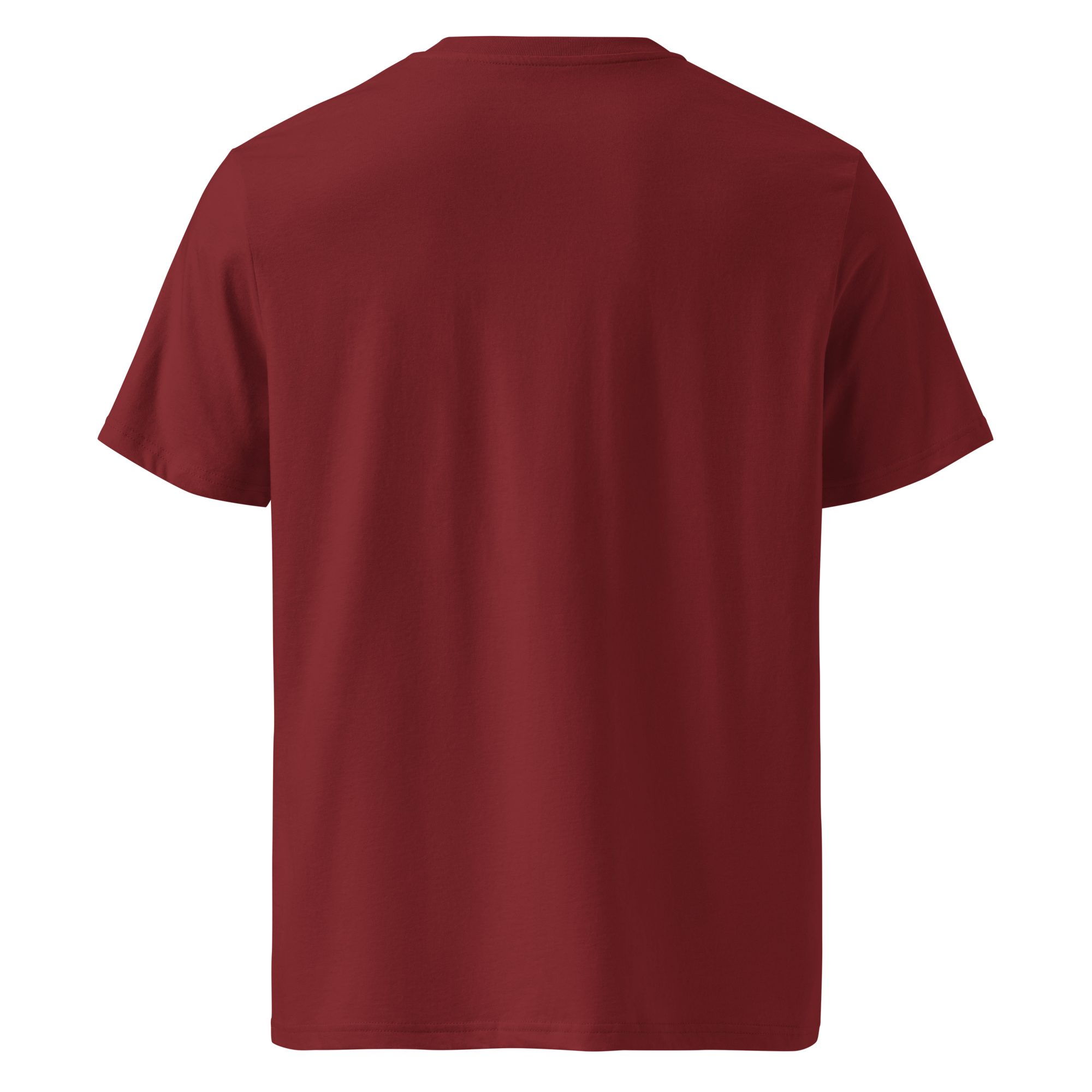 T-shirt en coton bio rouge grenat imprimé "Panscro" de Paradis Perdus® 2 Le KRUSH workshop boutique T-shirt en coton bio rouge grenat imprimé “Panscro” de Paradis Perdus® porté de dos