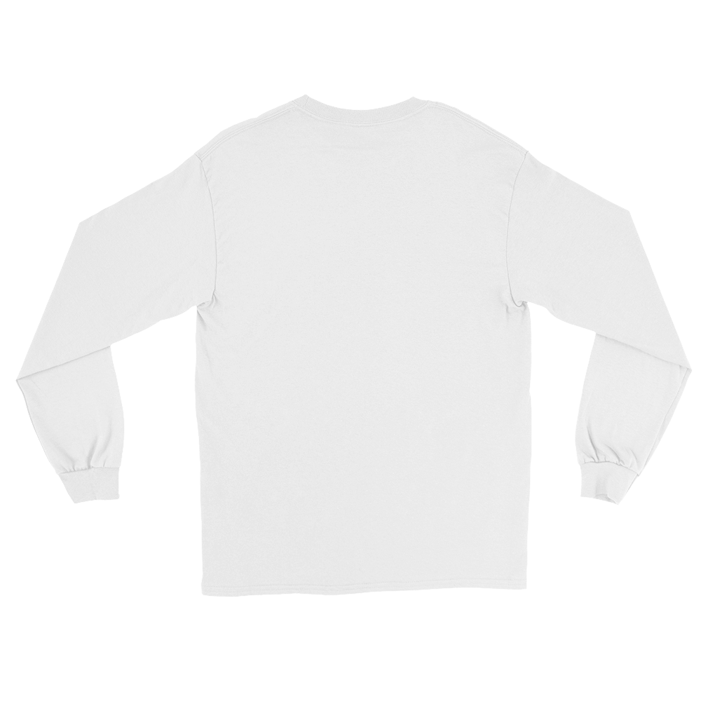 T-shirt manches longues en coton blanc intense brodé monogramme orange de Paradis Perdus® 4 Le KRUSH workshop boutique T-shirt manches longues en coton blanc intense brodé du monogramme orange corail de Paradis Perdus® posé à plat de dos