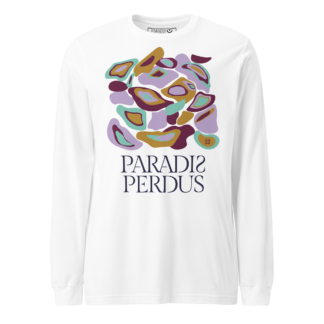 T-shirt manches longues en coton blanc intense imprimé “Panscro” de Paradis Perdus® porté de devant