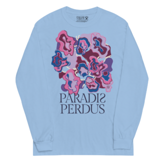 T-shirt manches longues en coton bleu ciel imprimé “Sfogliatelle” de Paradis Perdus® porté de devant