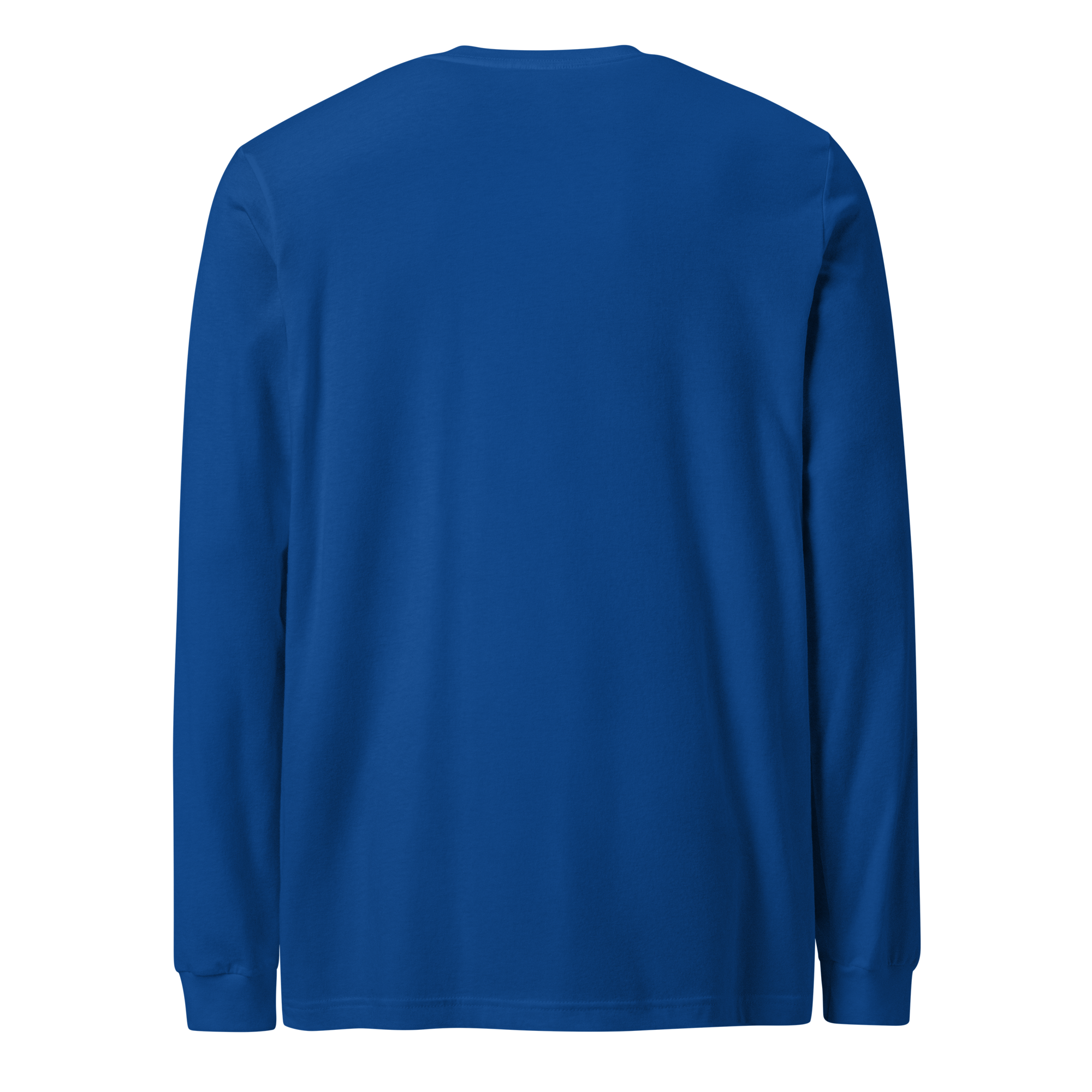 T-shirt manches longues en coton bleu outremer brodé monogramme noir de Paradis Perdus® 2 Le KRUSH workshop boutique T-shirt manches longues en coton bleu outremer brodé du monogramme noir profond de Paradis Perdus® porté de dos