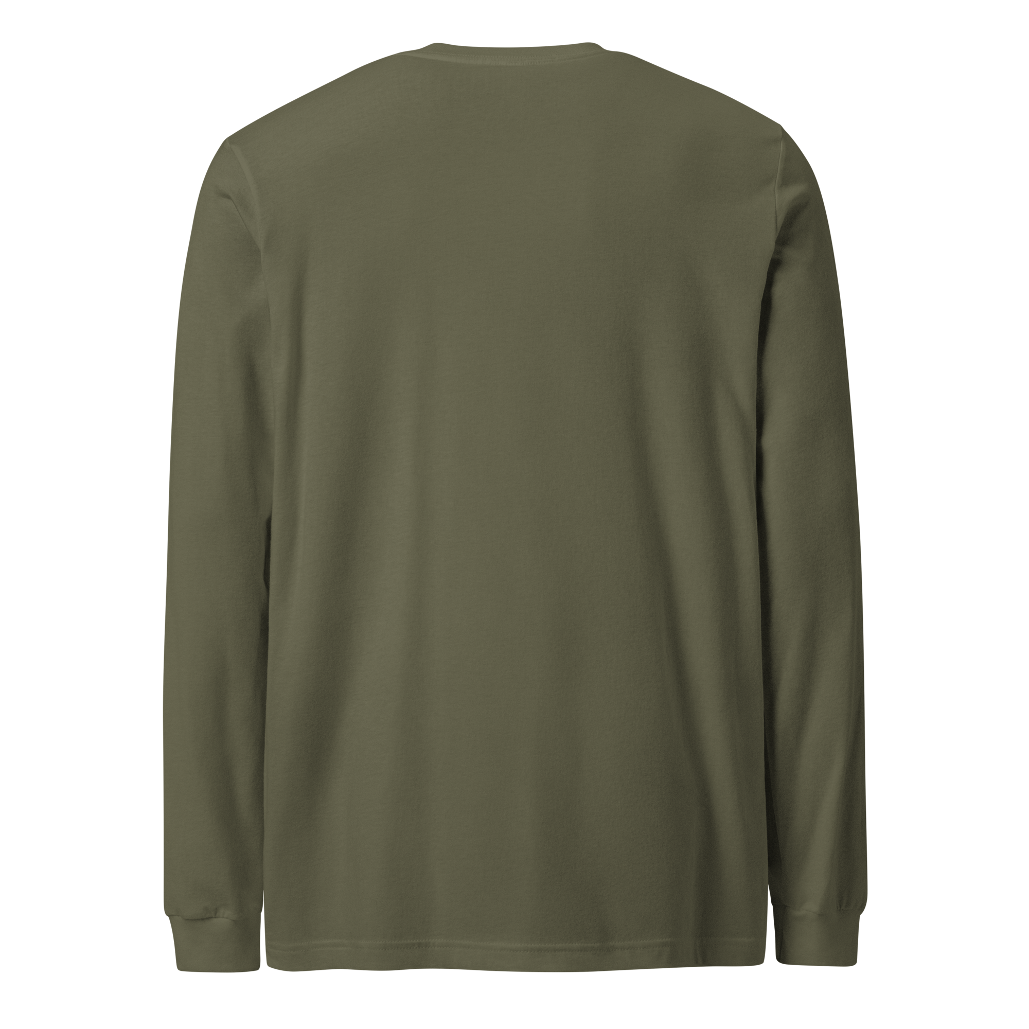 T-shirt manches longues en coton kaki army brodé monogramme noir de Paradis Perdus® 2 Le KRUSH workshop boutique T-shirt manches longues en coton kaki army brodé du monogramme noir profond de Paradis Perdus® porté de dos
