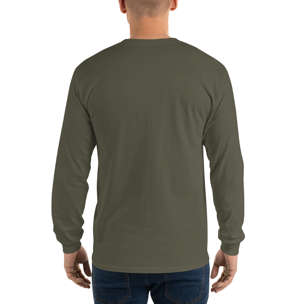 T-shirt manches longues en coton kaki army imprimé “Sfogliatelle” de Paradis Perdus® 6 Le KRUSH workshop boutique T-shirt manches longues en coton kaki army imprimé “Sfogliatelle” de Paradis Perdus® porté par un homme de dos