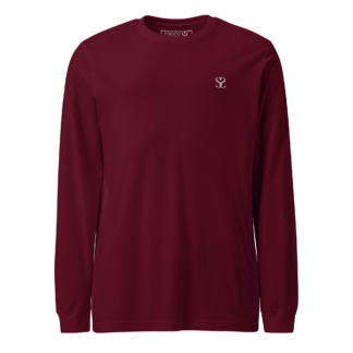 T-shirt manches longues en coton prune violette brodé du monogramme blanc intense de Paradis Perdus® porté de devant