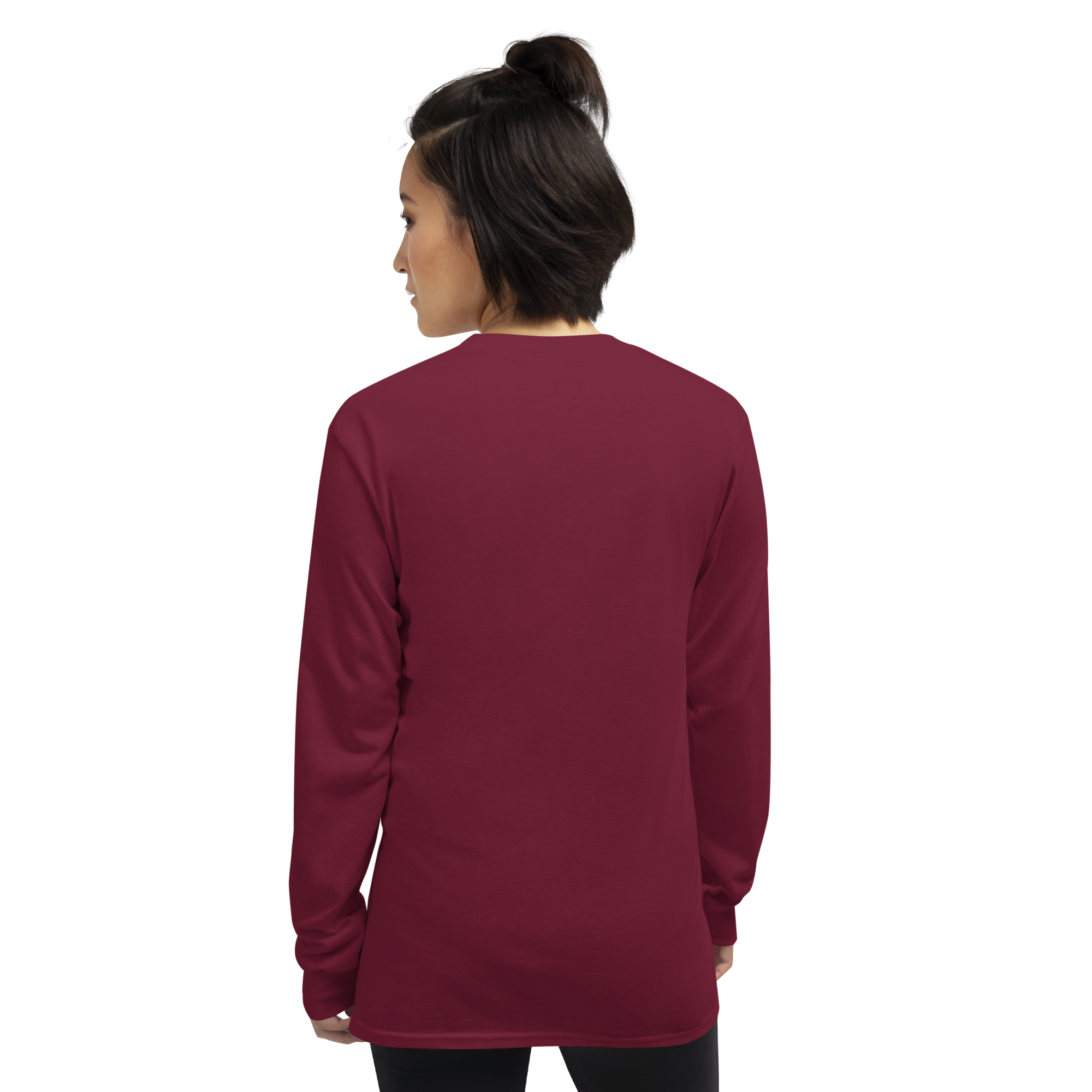 T-shirt manches longues en coton prune violette imprimé “Panscro” de Paradis Perdus® 6 Le KRUSH workshop boutique T-shirt manches longues en coton prune violette imprimé “Panscro” de Paradis Perdus® porté par une femme de dos