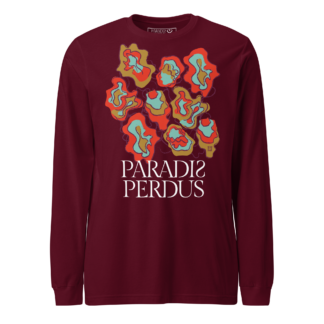 T-shirt manches longues en coton prune violette imprimé “Sfogliatelle” de Paradis Perdus® porté de devant