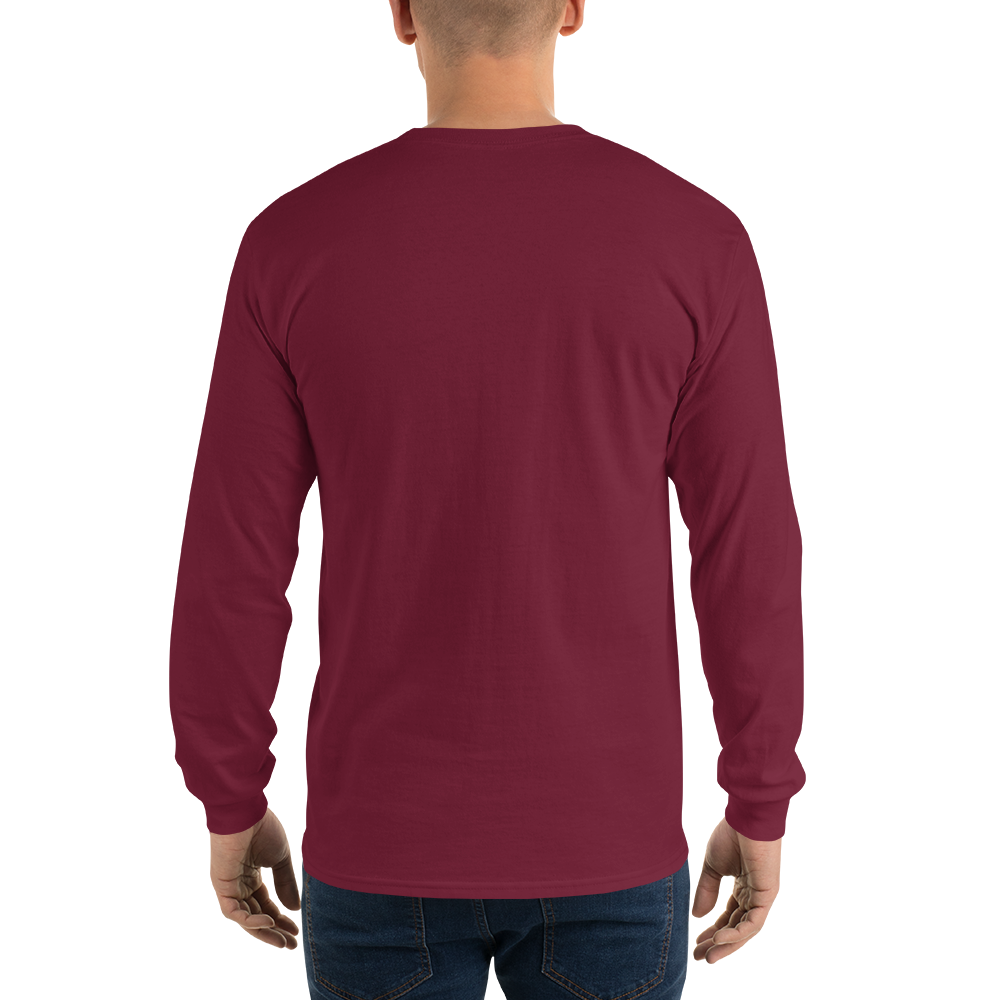 T-shirt manches longues en coton prune violette imprimé “Sfogliatelle” de Paradis Perdus® 6 Le KRUSH workshop boutique T-shirt manches longues en coton prune violette imprimé “Sfogliatelle” de Paradis Perdus® porté par un homme de dos