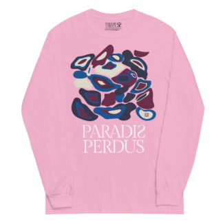 T-shirt manches longues en coton rose bonbon imprimé “Panscro” de Paradis Perdus® porté de devant