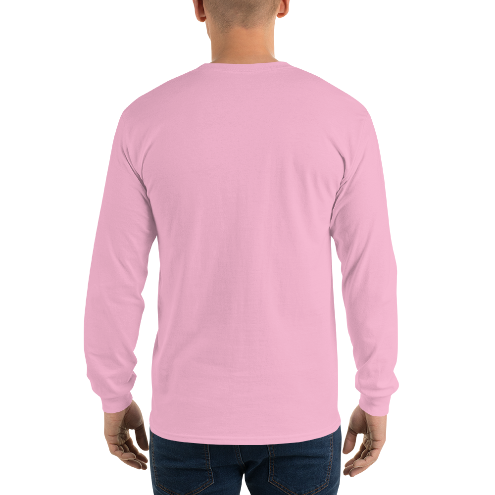 T-shirt manches longues en coton rose bonbon imprimé “Panscro” de Paradis Perdus® 6 Le KRUSH workshop boutique T-shirt manches longues en coton rose bonbon imprimé “Panscro” de Paradis Perdus® porté par un homme de dos