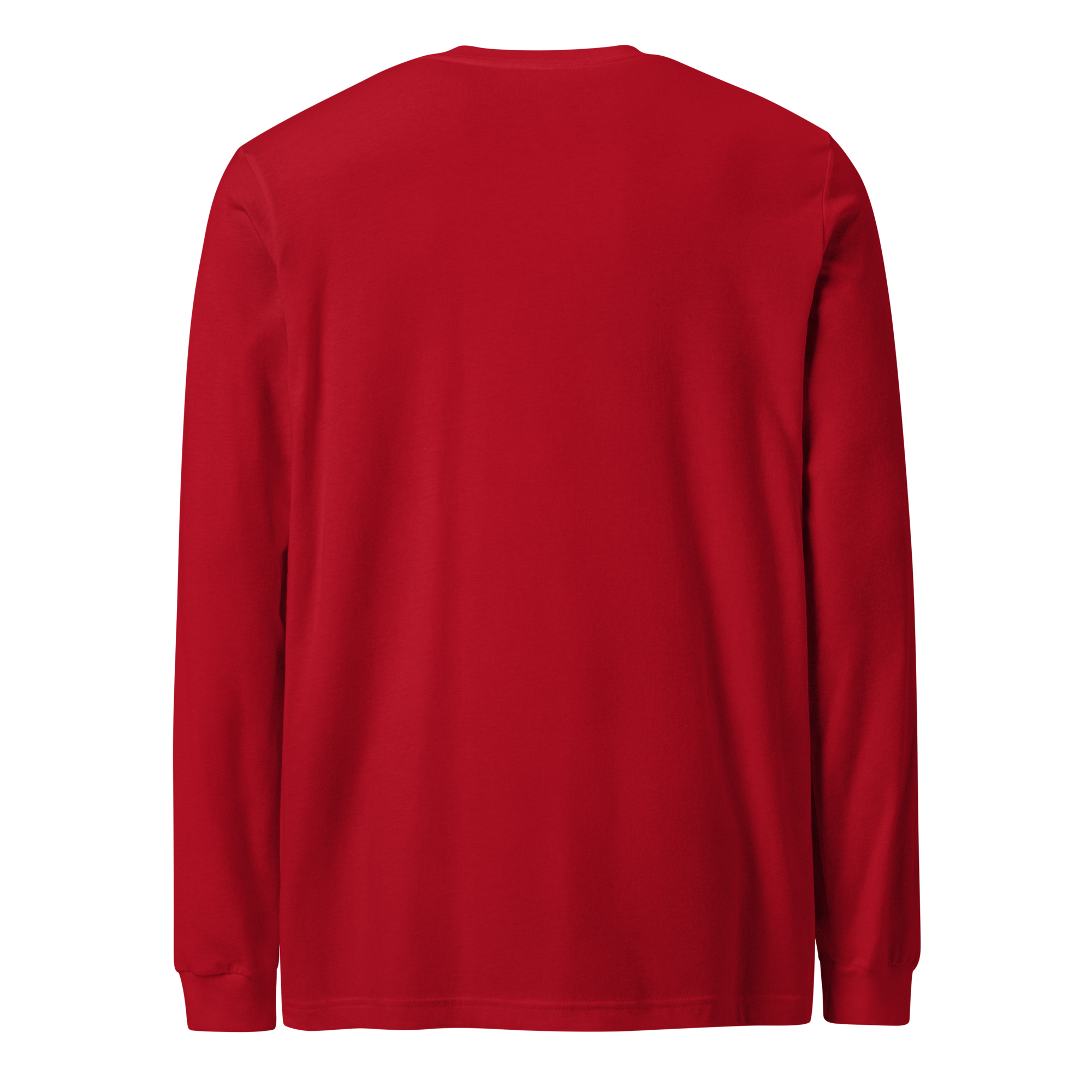 T-shirt manches longues en coton rouge écarlate brodé monogramme blanc de Paradis Perdus® 2 Le KRUSH workshop boutique T-shirt manches longues en coton rouge écarlate brodé du monogramme blanc intense de Paradis Perdus® porté de dos