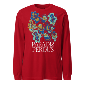 T-shirt manches longues en coton rouge écarlate imprimé “Sfogliatelle” de Paradis Perdus® porté de devant