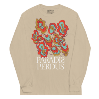 T-shirt manches longues en coton sable clair imprimé “Sfogliatelle” de Paradis Perdus® porté de devant