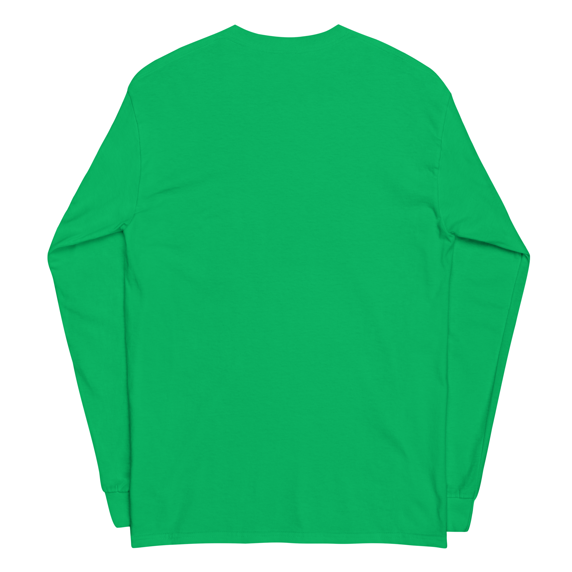 T-shirt manches longues en coton vert menthe brodé monogramme bleu de Paradis Perdus® 2 Le KRUSH workshop boutique T-shirt manches longues en coton vert menthe brodé du monogramme bleu marine de Paradis Perdus® porté de dos