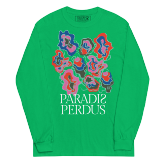 T-shirt manches longues en coton vert menthe imprimé “Sfogliatelle” de Paradis Perdus® porté de devant