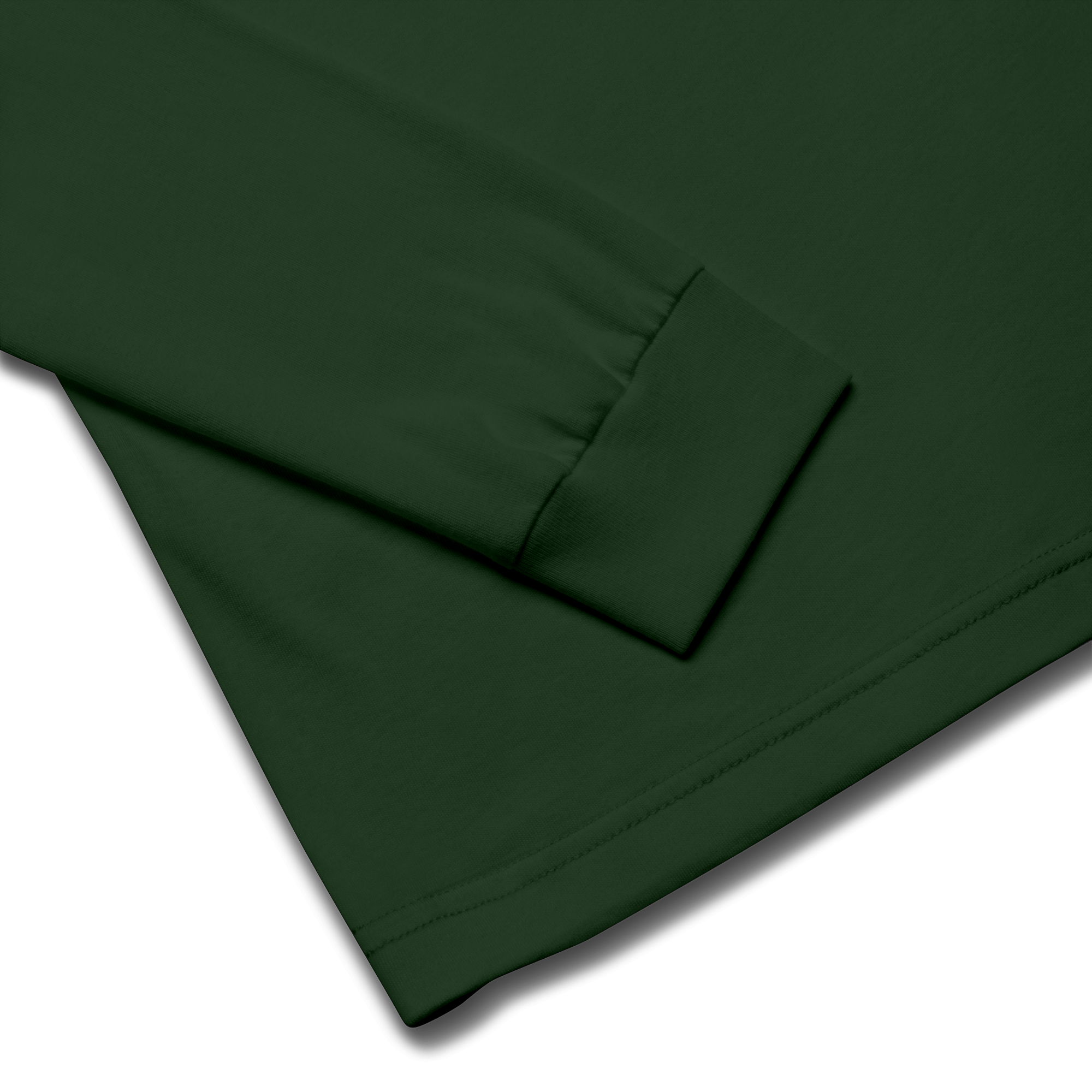 T-shirt manches longues en coton vert sapin imprimé “Sfogliatelle” de Paradis Perdus® 8 Le KRUSH workshop boutique T-shirt manches longues en coton vert sapin imprimé “Sfogliatelle” de Paradis Perdus® présenté en gros plan des finitions