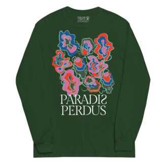 T-shirt manches longues en coton vert sapin imprimé “Sfogliatelle” de Paradis Perdus® porté de devant